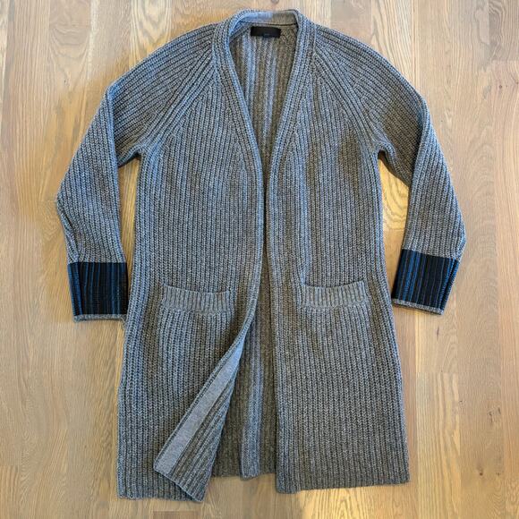 Rag And Bone Bonnie Stripe Wool Long Cardigan Oversized Gray Womens Size Small - Picture 1 of 9